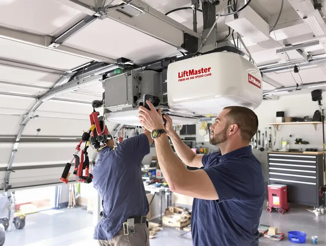 Corona Garage Door Repair technician performing advanced diagnostics on garage opener in Corona